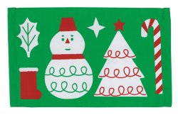 画像1: Holly Jolly CHRISTMAS concombre　雪だるまラグ　ツリーとキャンディ