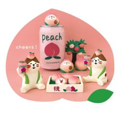画像2: concombre2024コンコン果樹園シリーズ　ちいさな桃の木の下で　フルーツ猫だるま桃