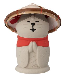 画像1: concombre 旅猫2025　旅猫ツアーズ　笠猫地蔵（笠付き）