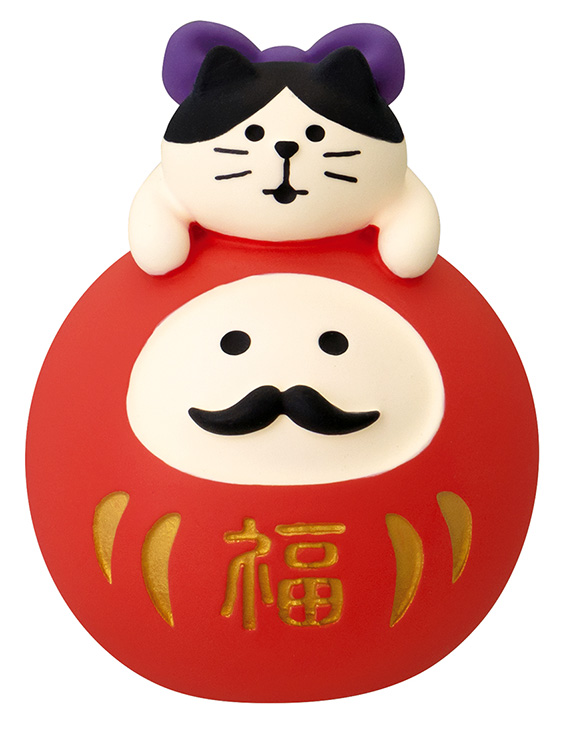 concombre まったりお正月2026午　FUKUMONO 福もの屋　だるまLOVE猫　赤