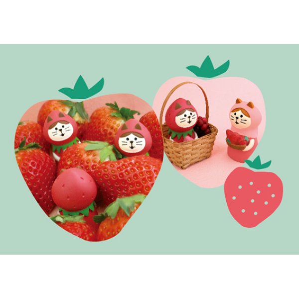 画像2: concombre STRAWBERRY20　ねこずきん　いちご (2)