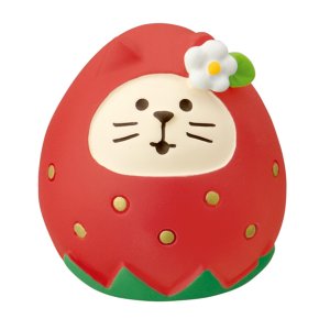 画像: concombre STRAWBERRY いちごケーキフェア2022 フルーツ猫だるま　いちご