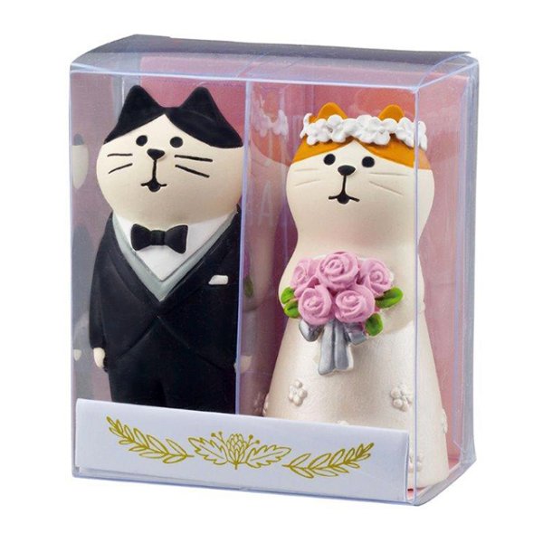 画像3: concombre Happy Wedding23 ウエディングマスコット　洋装猫ペアセット (3)