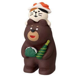 画像: concombre2024五月飾り 熊とおんぶ子猫