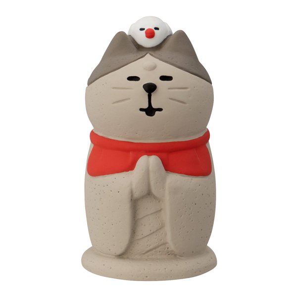 画像2: concombre 旅猫2025　旅猫ツアーズ　笠猫地蔵（笠付き） (2)