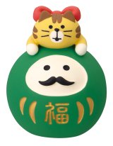 画像: concombre まったりお正月2026午　FUKUMONO 福もの屋　だるまLOVE猫　緑