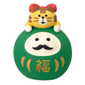 画像: concombre まったりお正月2026午　FUKUMONO 福もの屋　だるまLOVE猫　緑