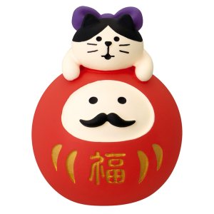 画像: concombre まったりお正月2026午　FUKUMONO 福もの屋　だるまLOVE猫　赤